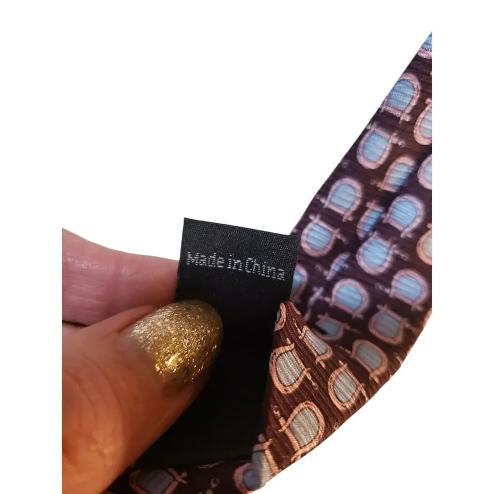 Bijoux Terner Mens Tie Necktie Designer Luxury Burgundy Blue Pink Stirrup Horses
